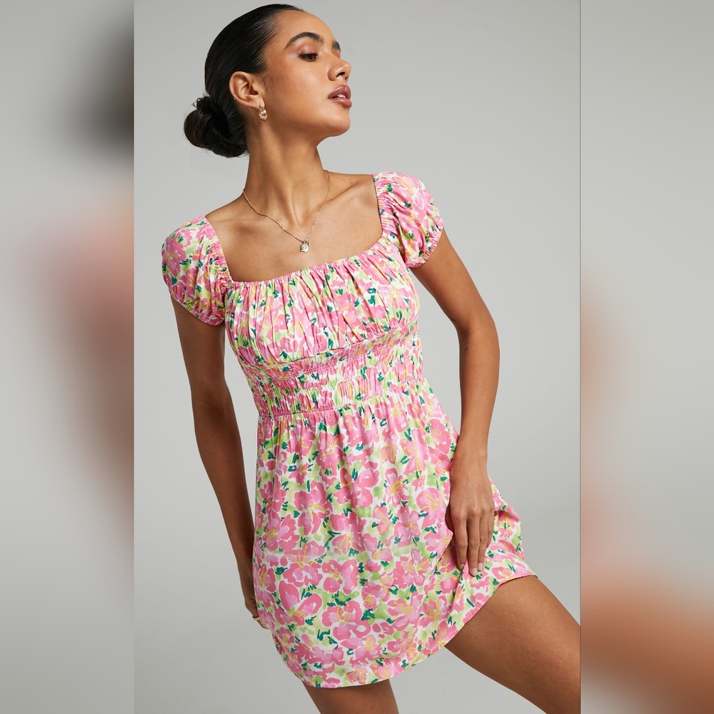 Seven Wonders Showpo Coconut Girl Hawaiian Tropical Hibiscus Print Xs Mini Dress